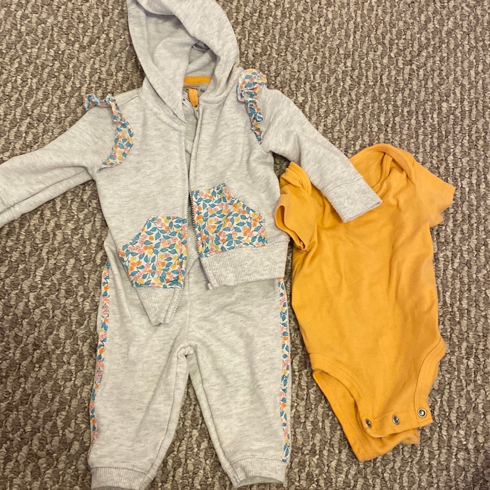 New Carters 3 month sweat jacket, sweat pants, and onesie